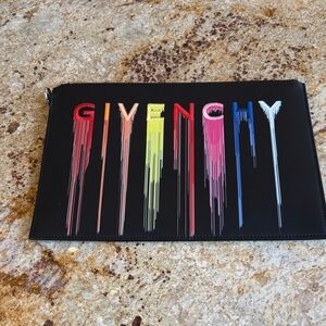 GIVENCHY BLACK CLUTCH WITH VIBRANT RAINBOW 🌈 NEON EMBROIDERY NWT AND BOX